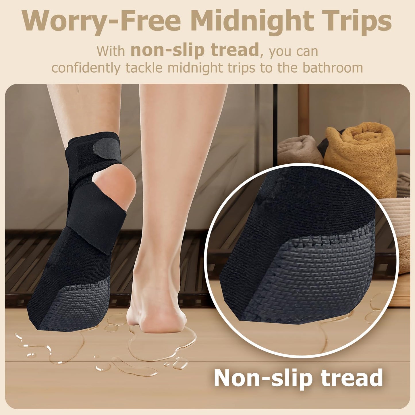 Plantar Fasciitis Night Splint Sock - Customizable Support for Plantar Fascia / Achilles Tendonitis / Heel Pain Relief for Women & Men | Soft Plantar Fascia Brace for Night Sleeping|One Size Fits Most