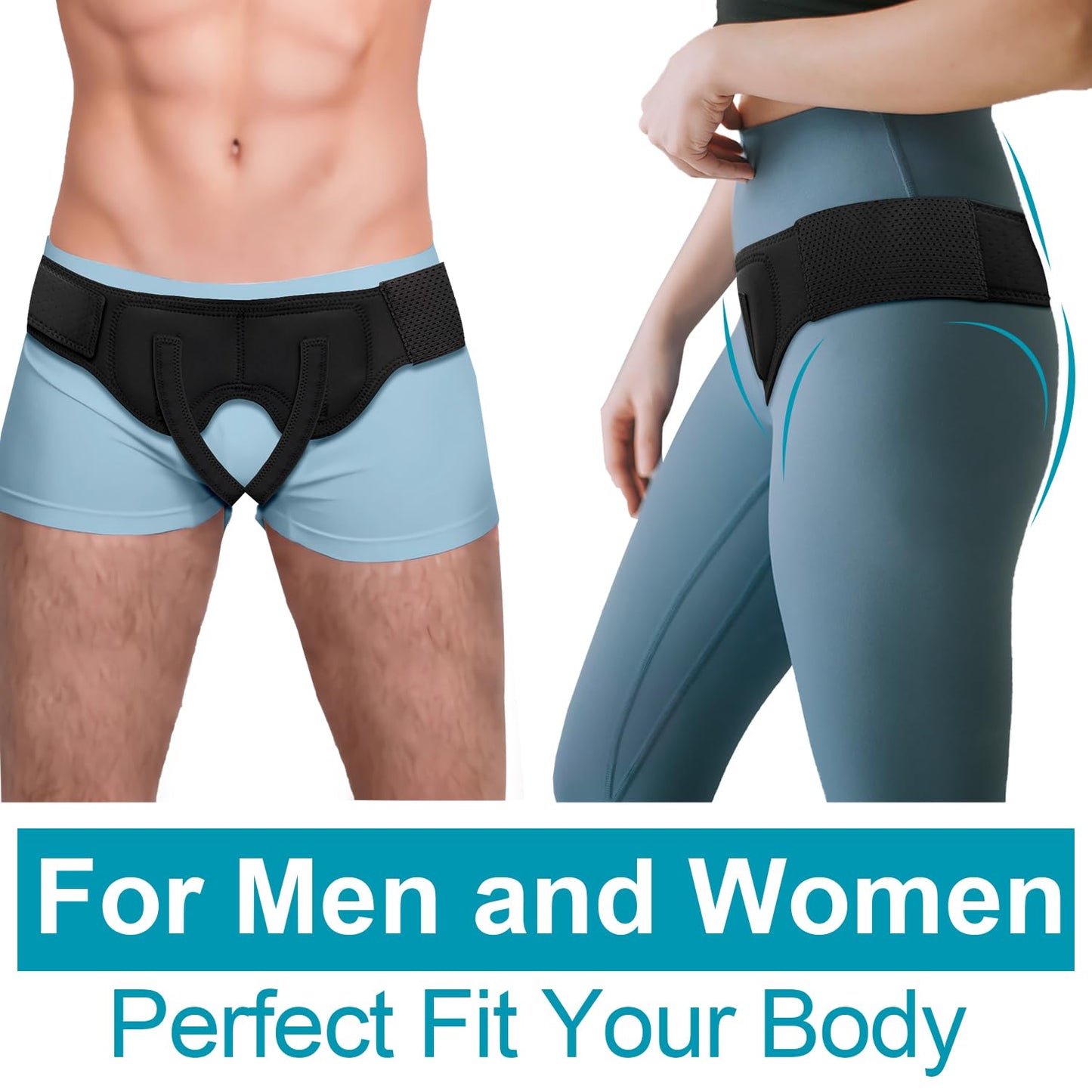 Universal Hernia Belt Truss for Men & Women - Custom Fit Double/Single Inguinal/Sports Hernia Support Groin for Left Right|Upgraded Hernia Braces w/ Adjustable Straps for Pre&Post Surgery Pain Relief