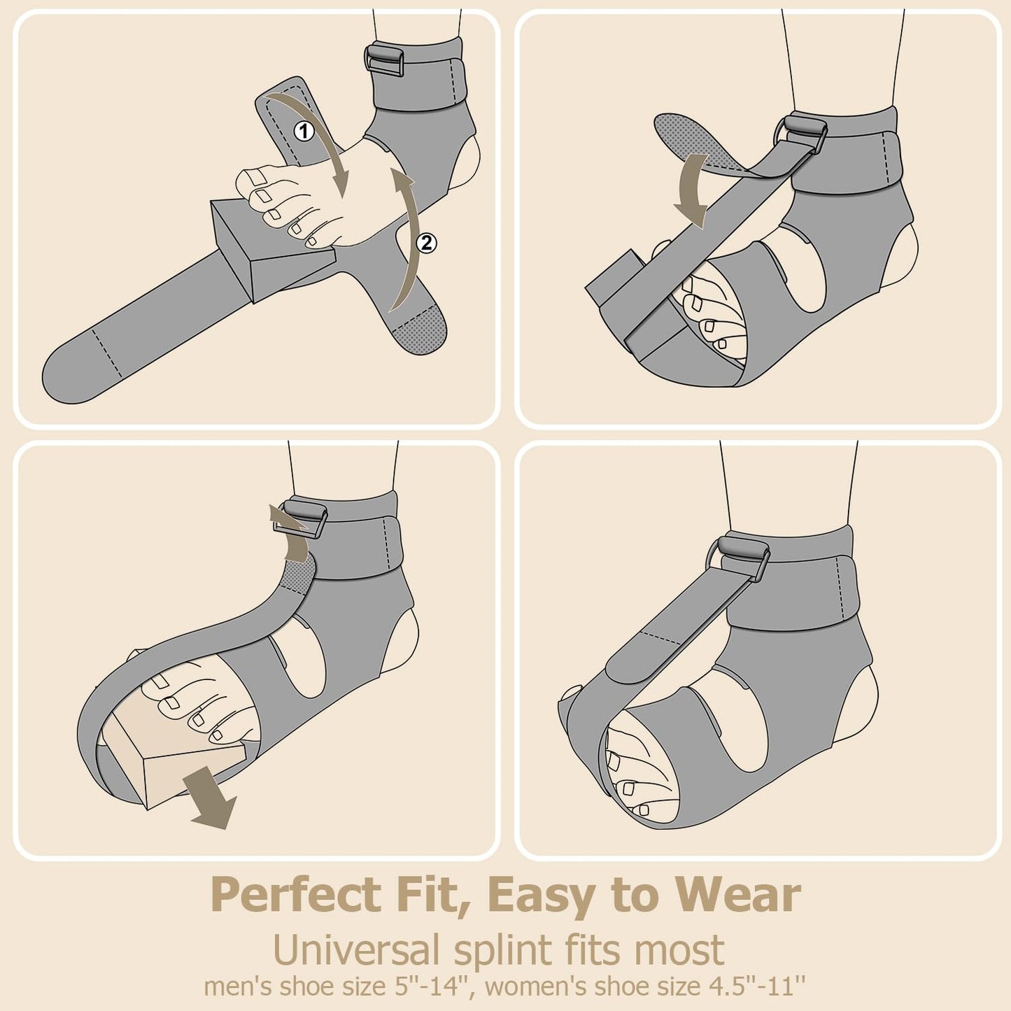 Plantar Fasciitis Night Splint Sock - Customizable Support for Plantar Fascia / Achilles Tendonitis / Heel Pain Relief for Women & Men | Soft Plantar Fascia Brace for Night Sleeping|One Size Fits Most