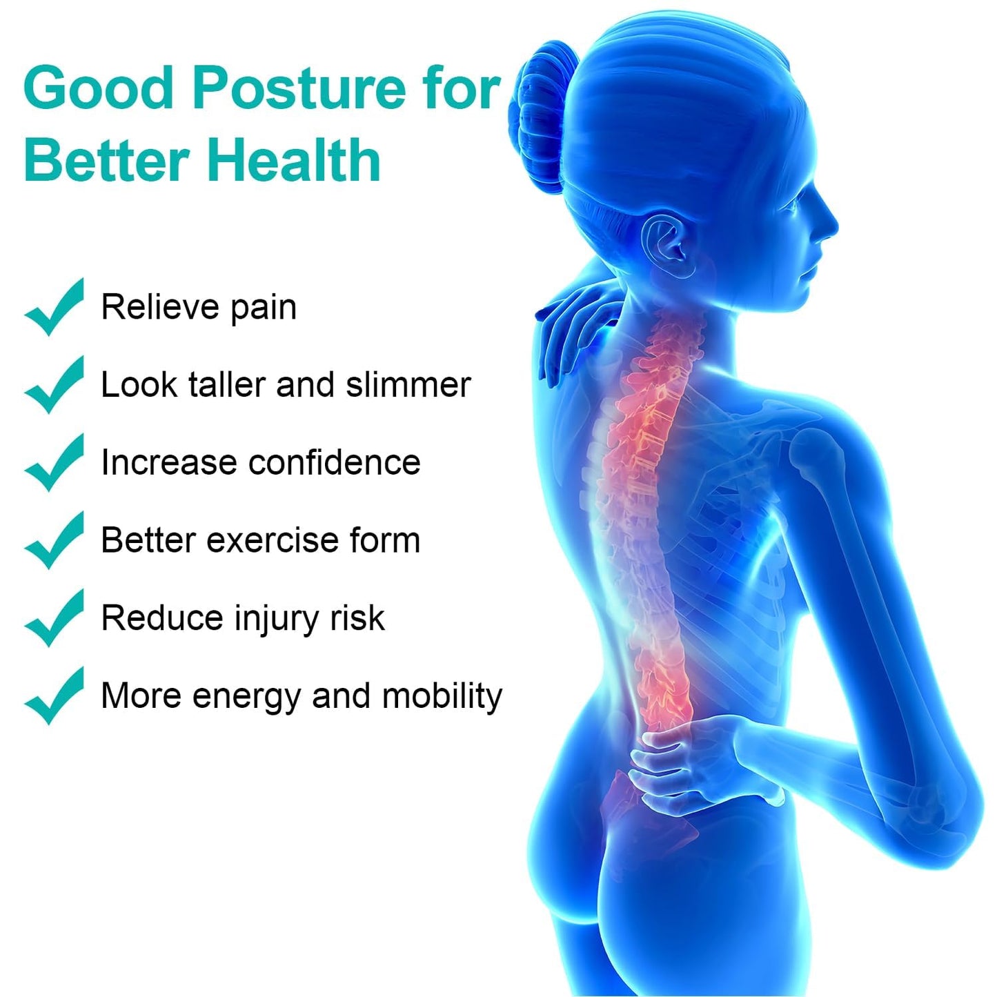 Breathable Posture Corrector for Women Men - Lightweight and Soft Upper Back Brace for Pain Relief from Shoulder, Neck, Clavicle/Upper Spine Straightener Support for Hunchback Bad Posture Under Clothes